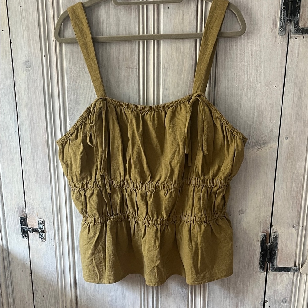 Universal Thread XXL olive green tiered peplum tank top 100% cotton - Picture 1 of 7